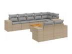 9-piece beige woven resin garden furniture set with cushions NAND00383