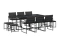 11-piece garden dining set with cushions, black textilene LLDB39670