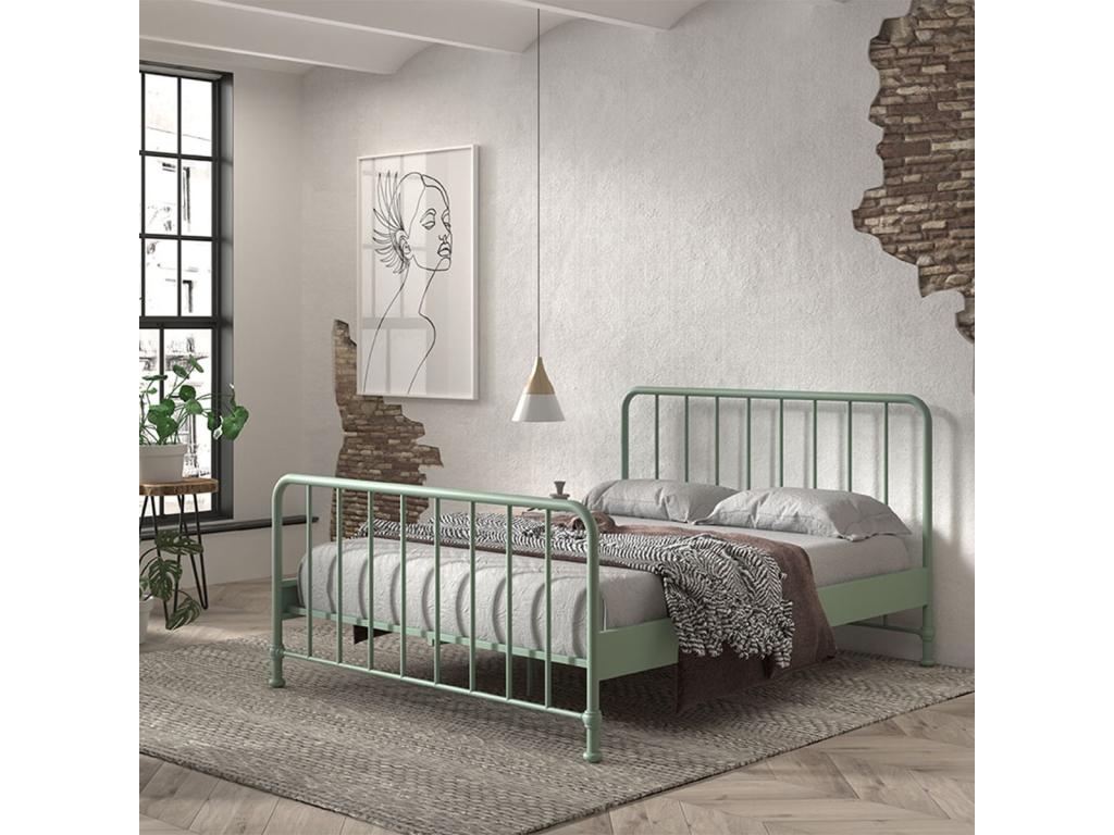 Zensova - 160x200cm Metal Cot with Slats, Powder-Coated Olive Green COOO00615