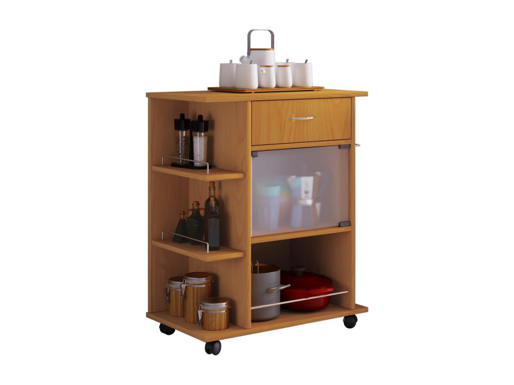 Zensova Wooden Kitchen Trolley Serving Trolley Rolling Tray Zensova Drawer Zensova Beech VHJX17585