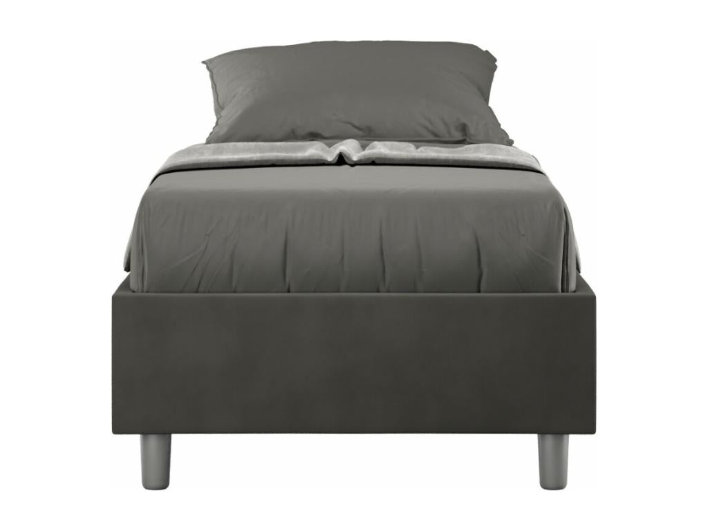 Lumenao Modern Microfiber Bed Frame - Dark Grey - 90x190cm - Optional Slatted Base BVTG37242