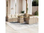 11-piece garden furniture set with beige cushions, woven resin KUME82224