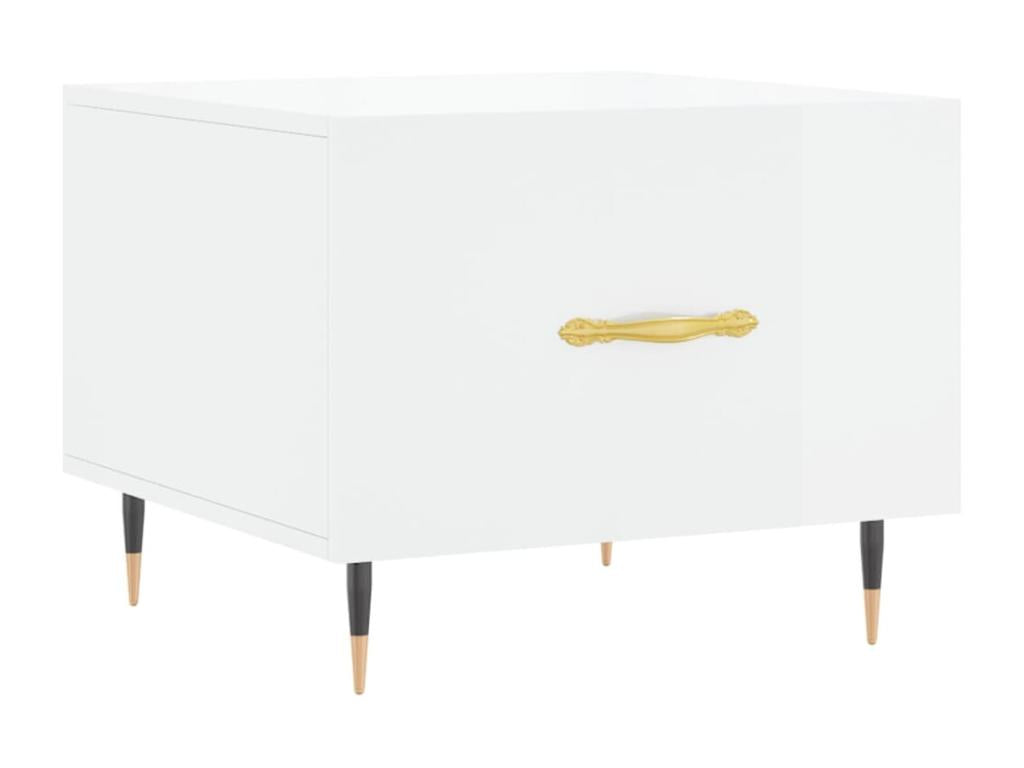 Glossy white coffee table 50x50x40 cm engineered wood TLCU82601