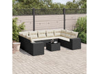 10-piece garden furniture set with cushions, black woven resin WMZI24880
