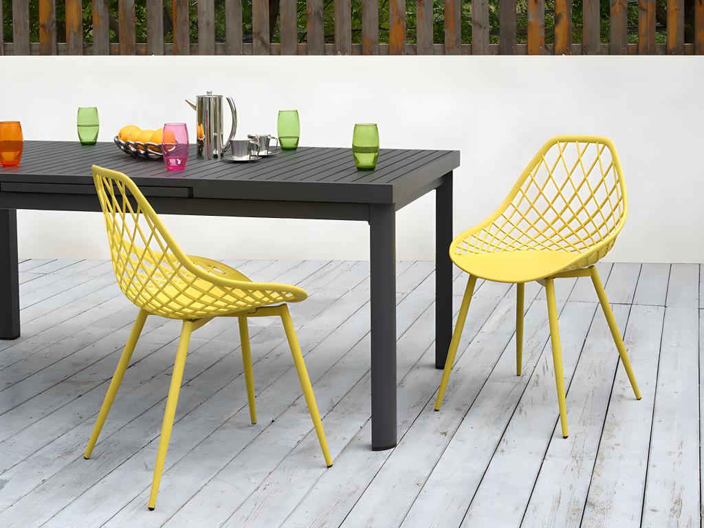 Set of 2 polypropylene garden chairs with metal legs - Mustard yellow - Zensova XDSF65584