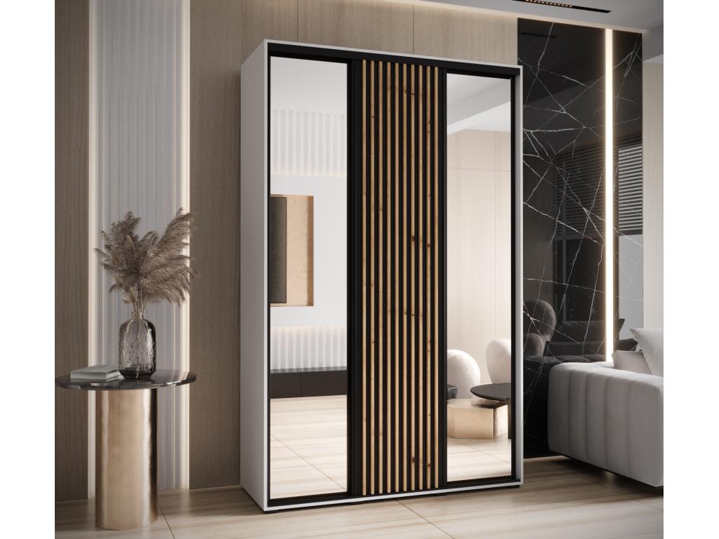 Lumenao 2 Sliding Door Wardrobe 205.2/160/45 3 Doors White/Black GTRB07532