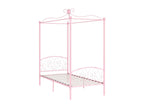 Pink metal canopy bed frame (no mattress) 100x200 cm YJXO93350