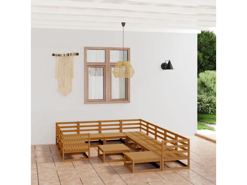 12-piece garden furniture set in solid pine wood IRHJ05838