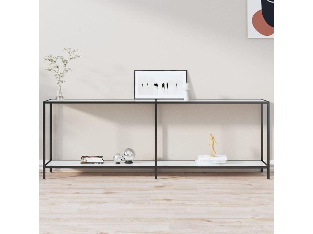 White console table 220x35x75.5 cm Tempered glass UTPU91047