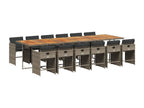 13-piece garden dining set with cushions, grey woven resin MFDG09357