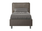 Modern adult bed with faux leather upholstered cushions, Lumenao - Brown - 80x190 - Optional with slatted base IKPP18915