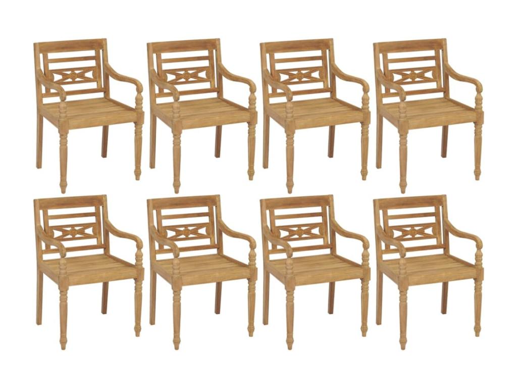 Lumenao Chairs, Set of 8, Solid Teak Wood, WMND71926