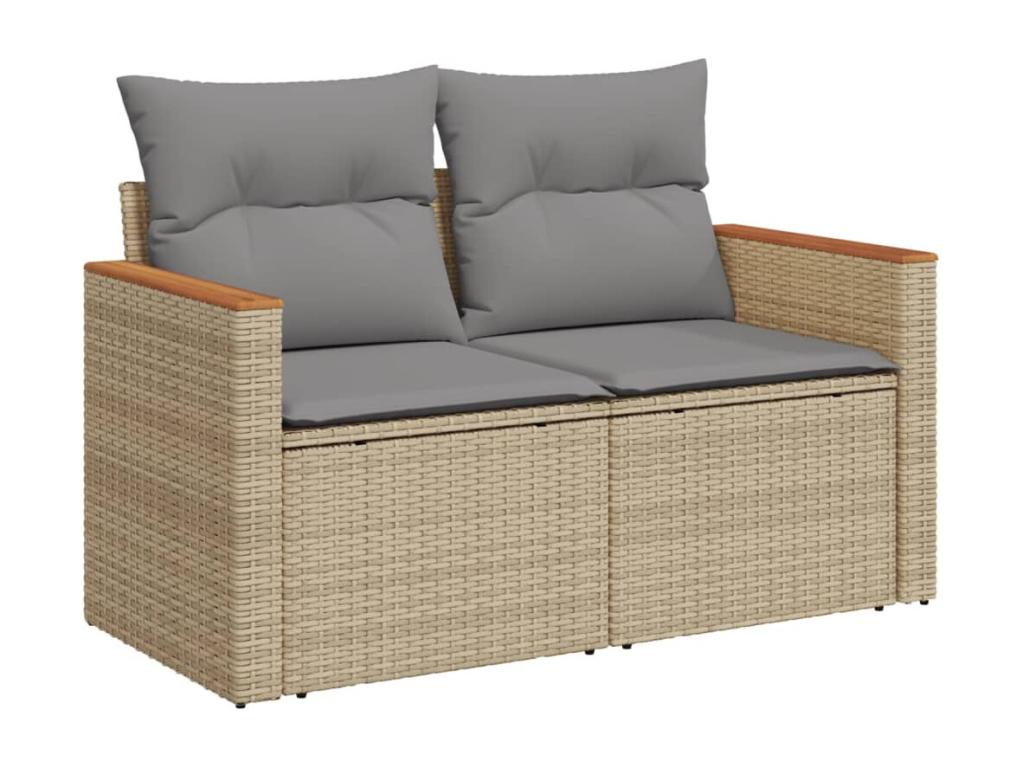 Zensova 11-piece garden furniture set and cushions, beige woven resin, RYPH34556