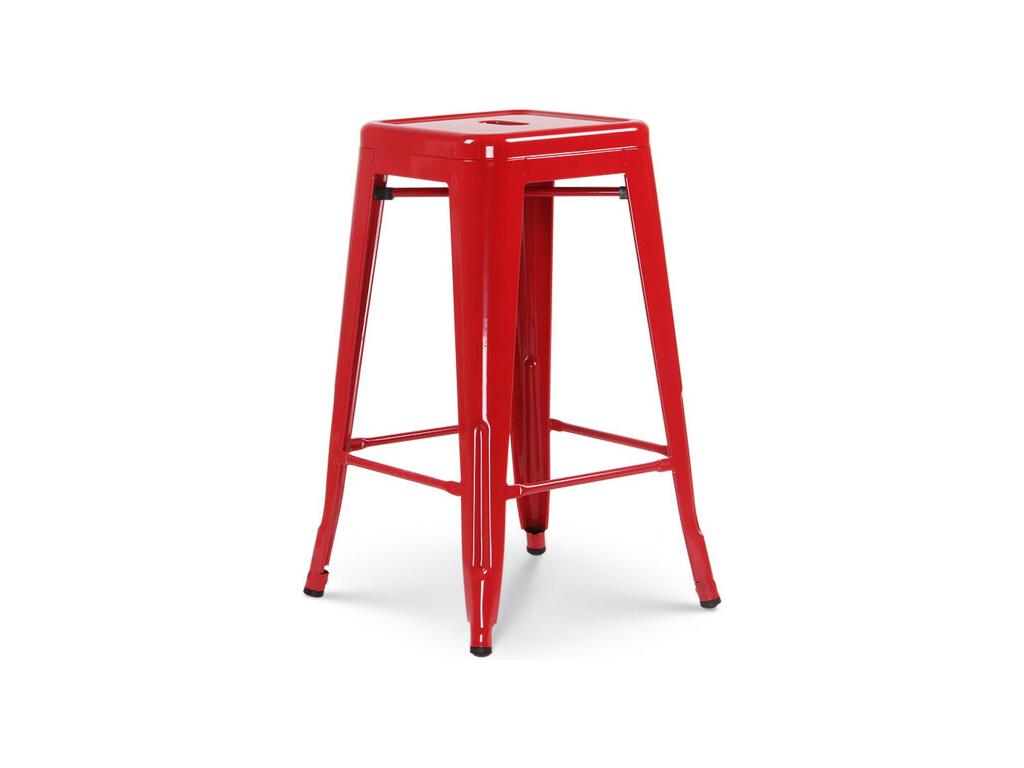 Glossy red industrial-style bar stool - Height 66 cm QVRA68963