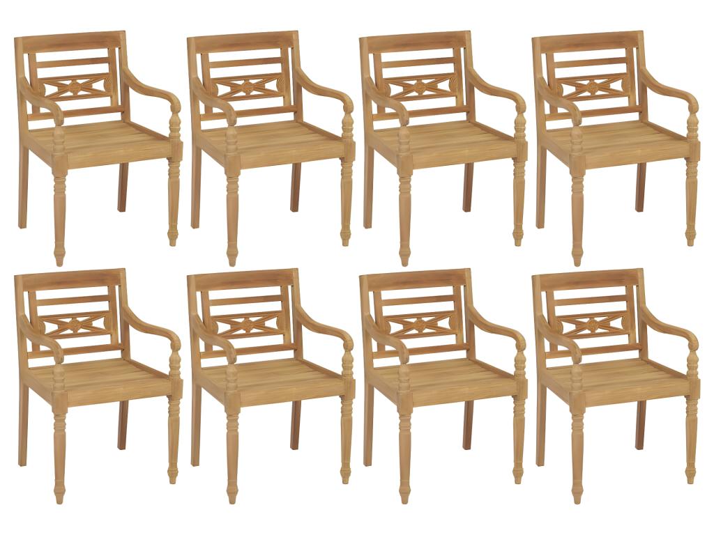 Lumenao chairs with cushions, set of 8, solid teak wood, TMGA42320