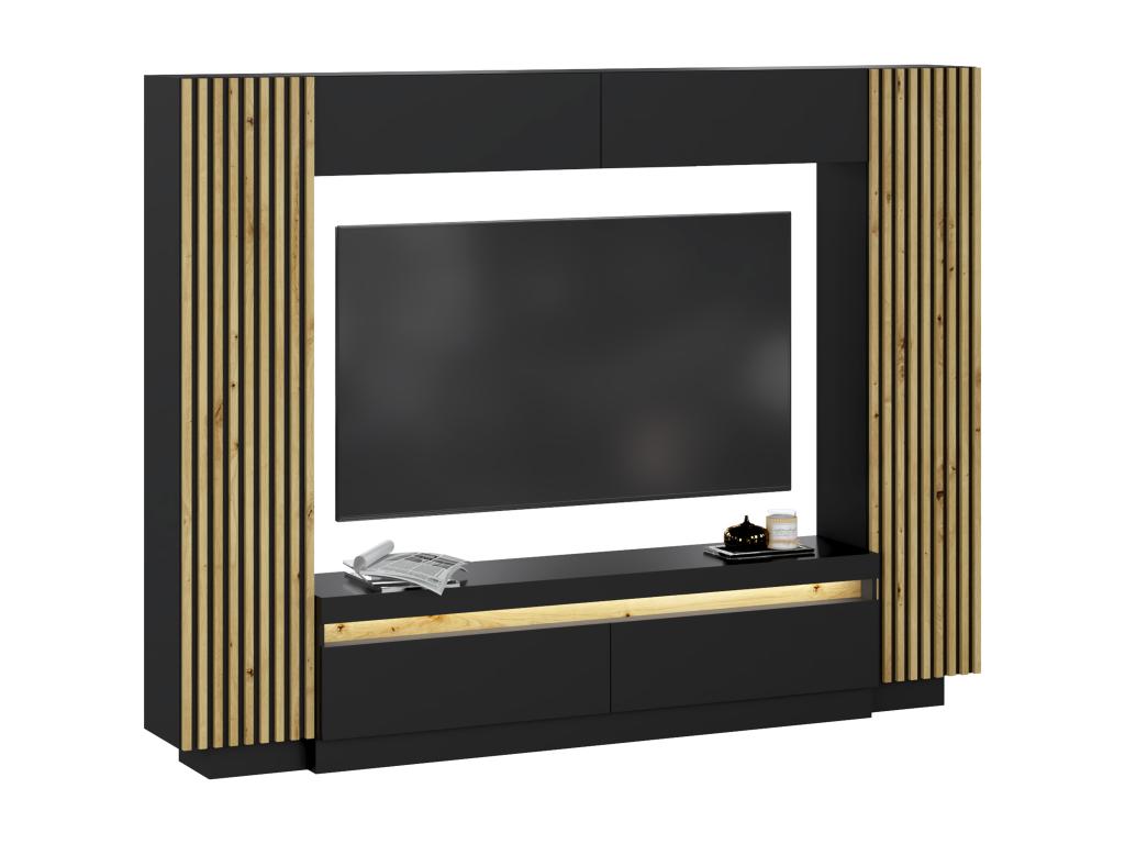 TV wall unit with storage - LEDs - Zensova and Natural - Zensova GYDC15681