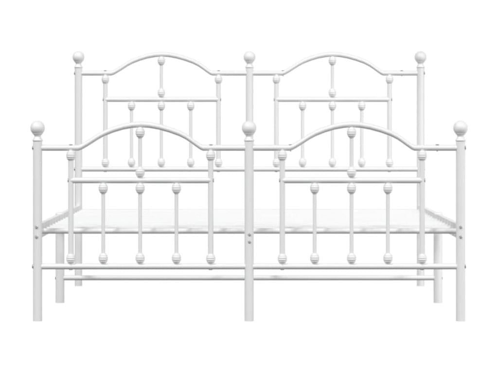 Metal bed frame with headboard and footboard, white, 140x190 cm, NRBN90875