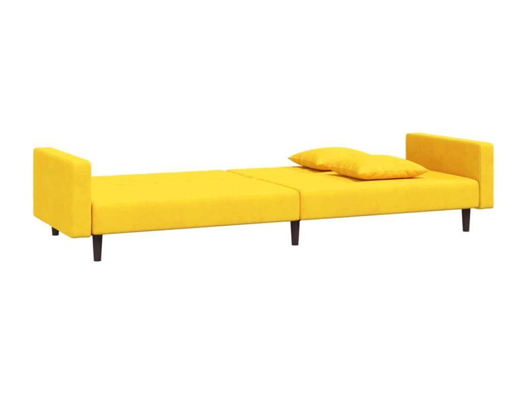 2-seater sofa bed with two pillows, Yellow Velvet GNHD41572