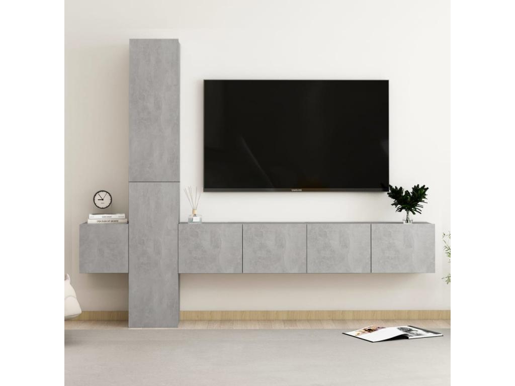 5-Piece TV Furniture Set, Concrete Grey, Chipboard, DSNR63242