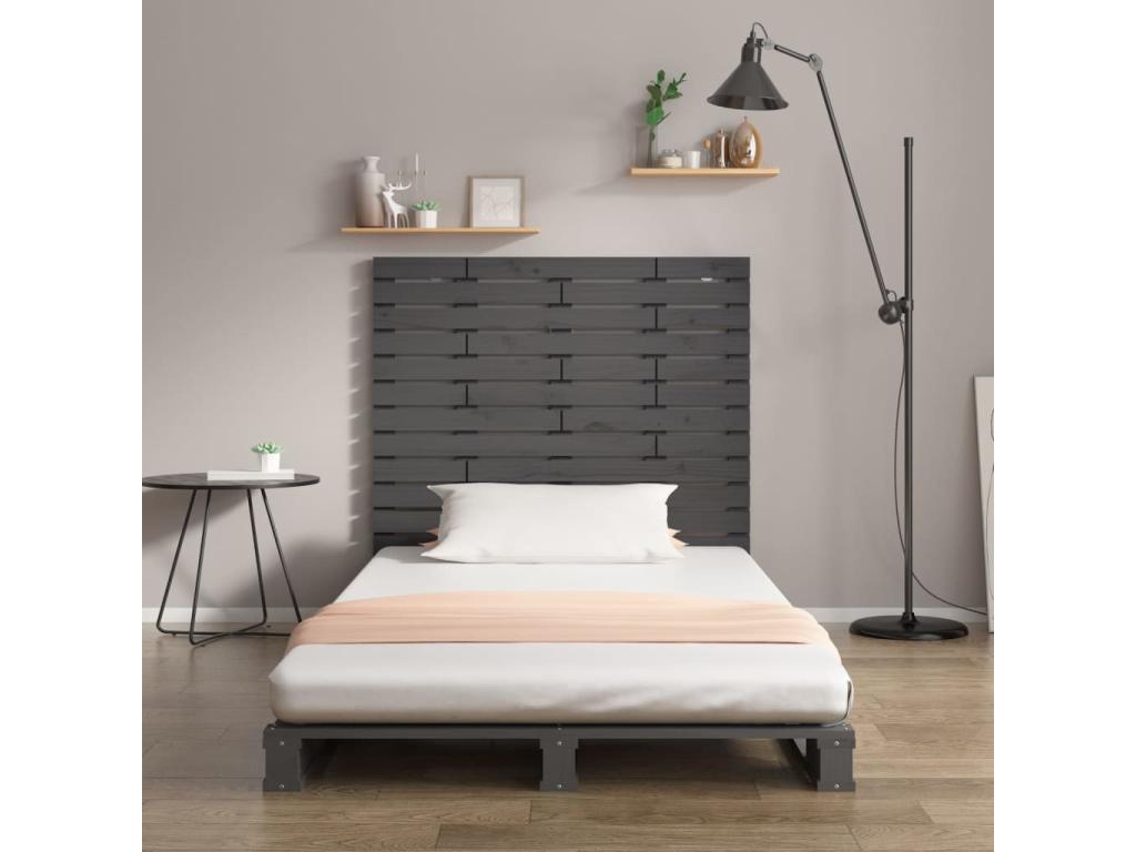 Wall-mounted headboard, grey, 96x3x91.5 cm, solid pine wood, LKLR00331