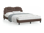 Bed frame with headboard, brown, 120x200 cm, faux leather, PKLT53308