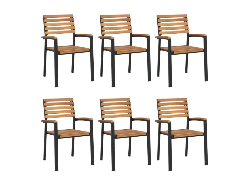 Lumenao OLET36499 6-Piece Stackable Garden Chairs in Solid Wood and Metal