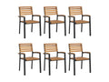 Lumenao OLET36499 6-Piece Stackable Garden Chairs in Solid Wood and Metal
