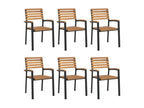 Lumenao OLET36499 6-Piece Stackable Garden Chairs in Solid Wood and Metal