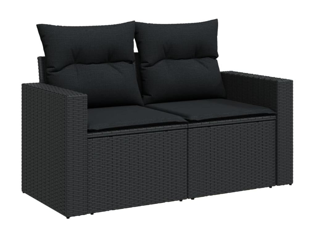8-piece garden furniture set with cushions, black woven resin CGCZ48484