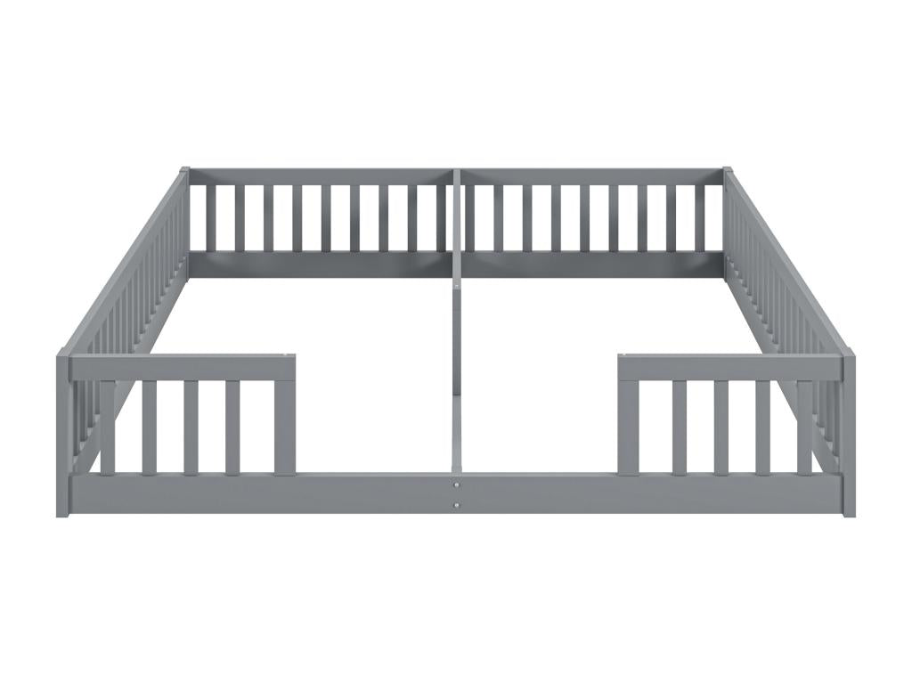 Children's bed 2x90x200cm in solid wood - with guardrails - without slatted base by Lumenao - Grey VSUA32437