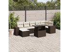8-piece garden furniture set with brown resin wicker cushions ZXQD76985