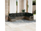 8-piece garden furniture set with grey resin wicker cushions PLOI10538