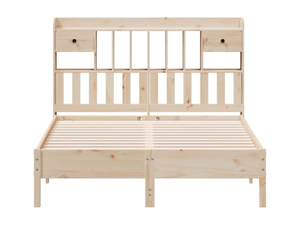 Bookshelf bed without mattress 135x190 cm solid pine wood EEYZ42324