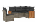 5-piece garden furniture set with grey resin wicker cushions TJFL04867