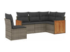 5-piece garden furniture set with grey resin wicker cushions TJFL04867