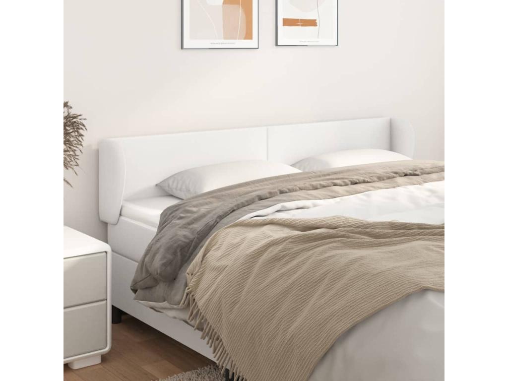Headboard with wings, White, 183x23x78/88 cm, Faux Leather, EAUC50665