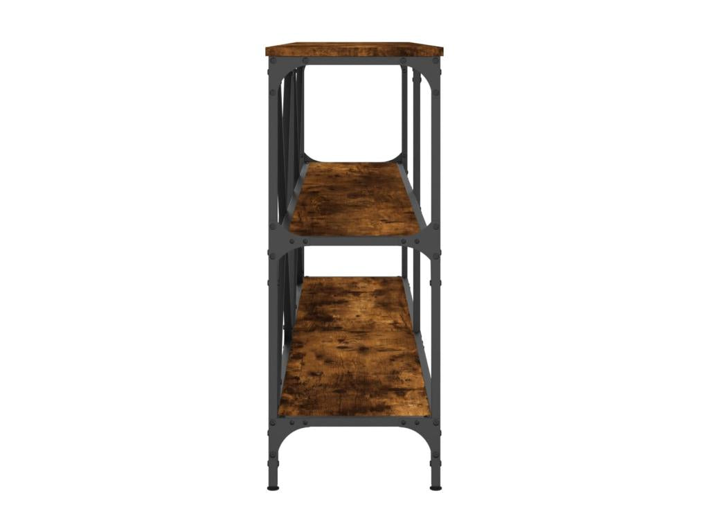 Smoked oak console table 160x30x75 cm engineered wood and iron KSRP91321