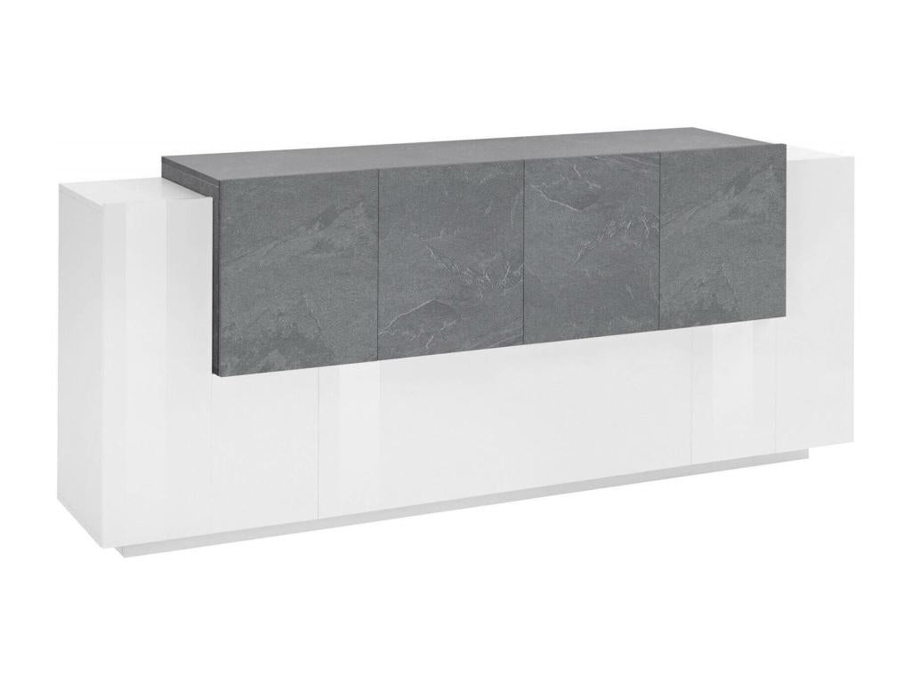 Lumenao Buffet Kitchen Buffet with 7 Doors Living Room Buffet Kitchen Buffet Made in Italy 200x45h86 cm Glossy White and Slate PWAB15157