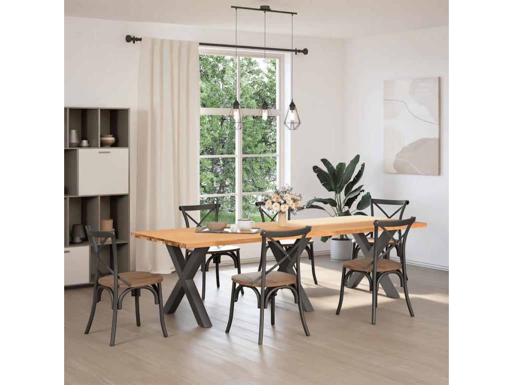 Light brown rectangular solid oak dining table LMTM41549