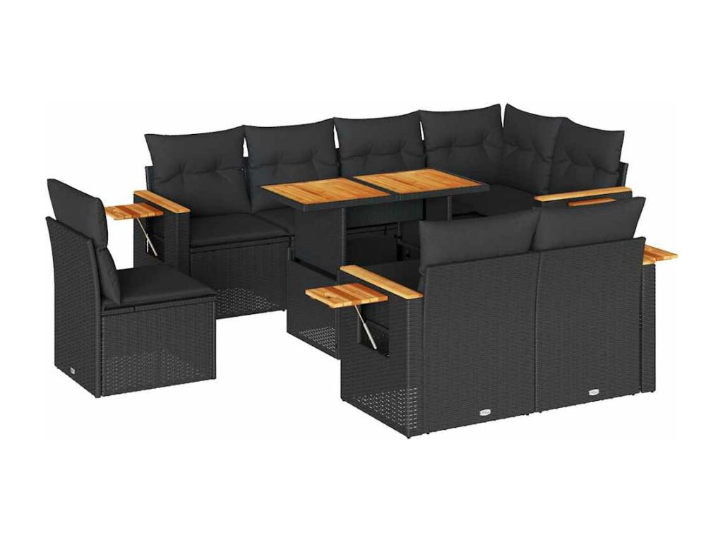 Zensova 9-piece garden furniture set with cushions, woven resin, Zensova MRMT70771