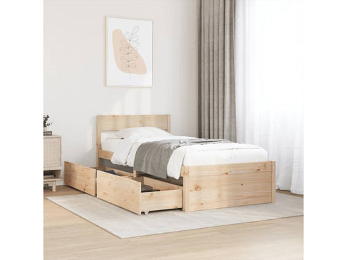 Bed frame with drawers 90x190 cm solid pine wood MDTR50623