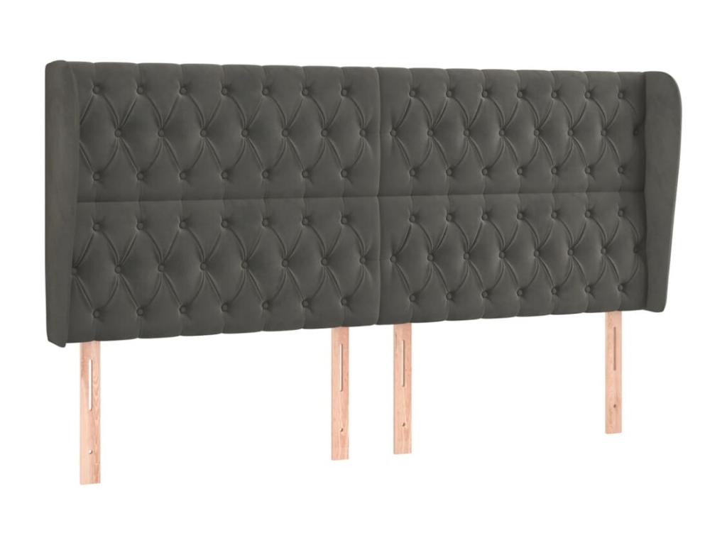 Headboard with wings, Dark Grey, 203x23x118/128 cm, Velvet, GIPM72637