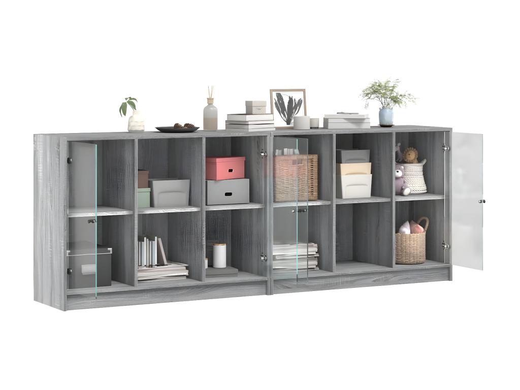 Lumenao grey bookcase with doors 204x37x75 cm AYXT62004