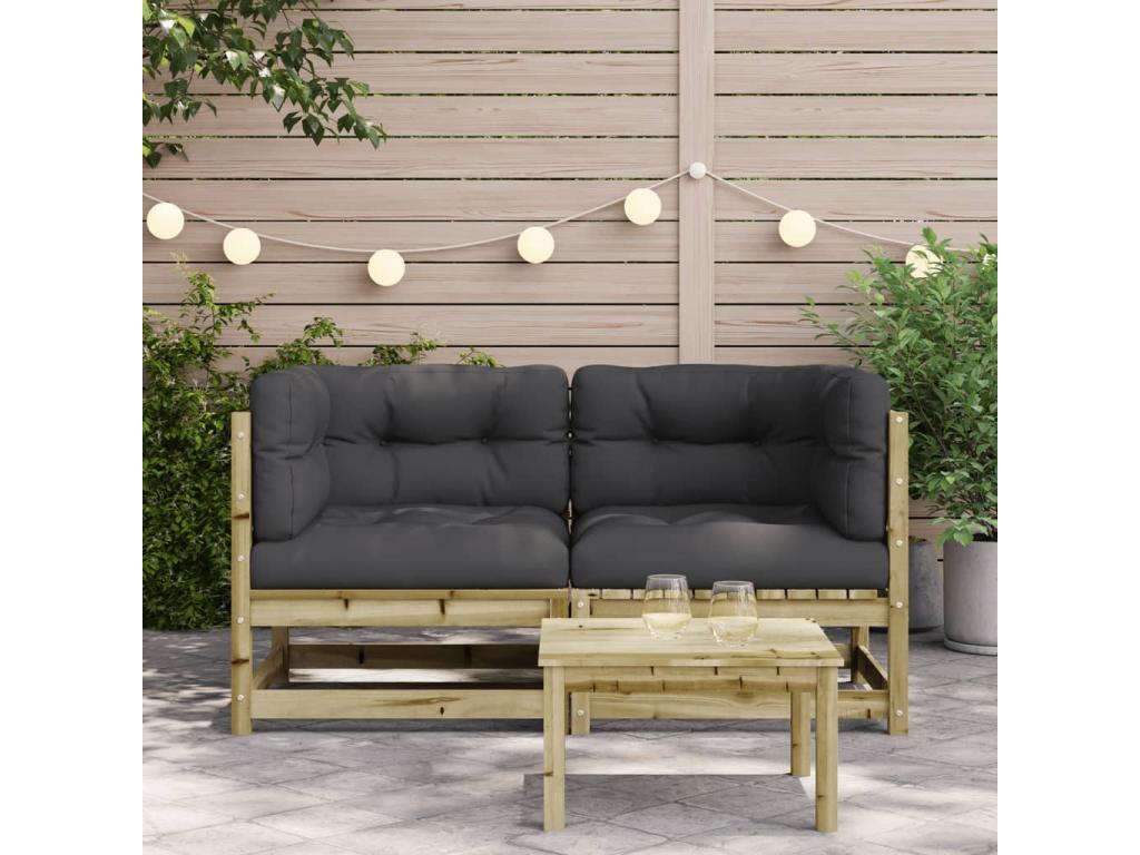 Garden corner sofas with cushions, 2 pcs, impregnated pine wood ONBZ16059