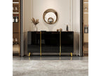 Sideboard with 2 doors and 3 drawers - 140x40x76 cm - Particleboard and gold legs - Glossy white VINV23777
