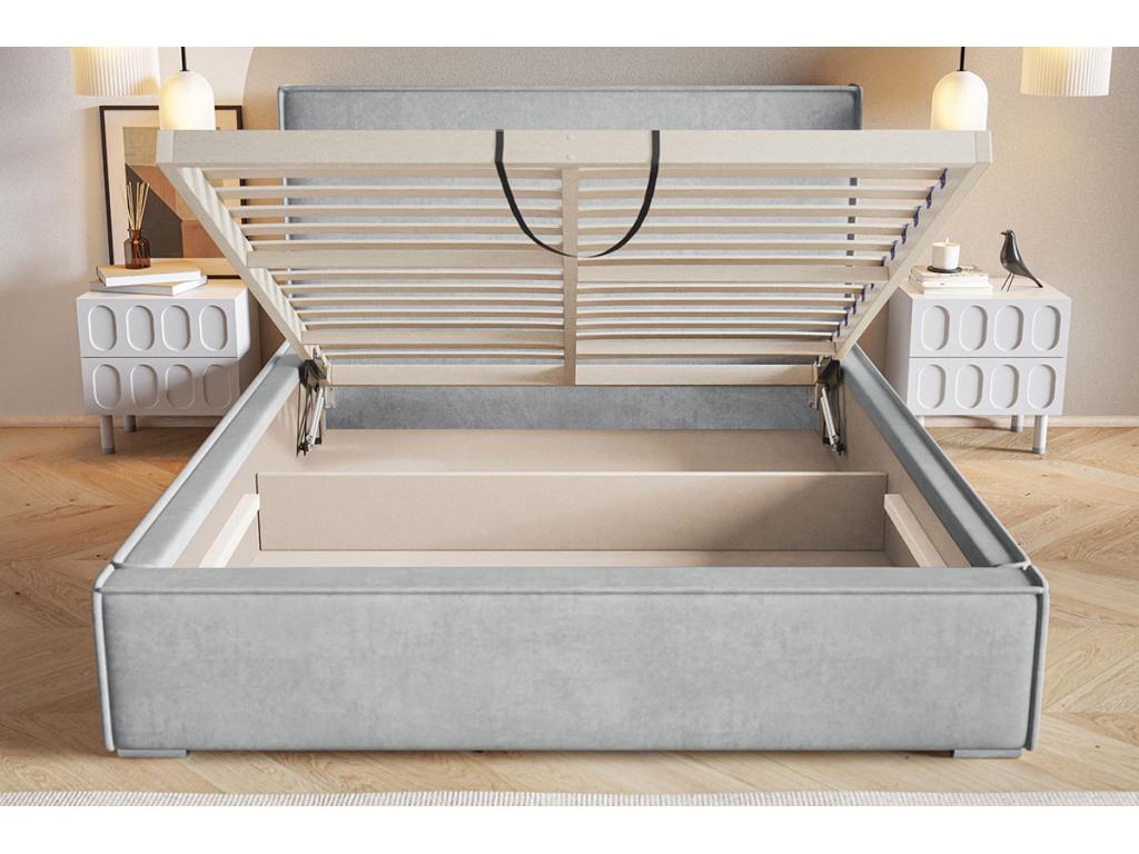 Lumenao double bed 140x200 Lumenao - Bed with Storage Manufacturer Furniture - Designer bed in green fabric Lumenao 4311 NNEB61721