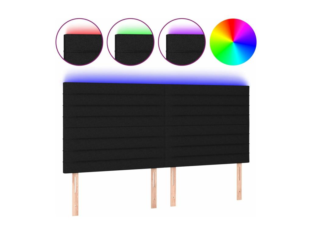Black LED Headboard 200x5x118/128 cm Fabric PSXA51459