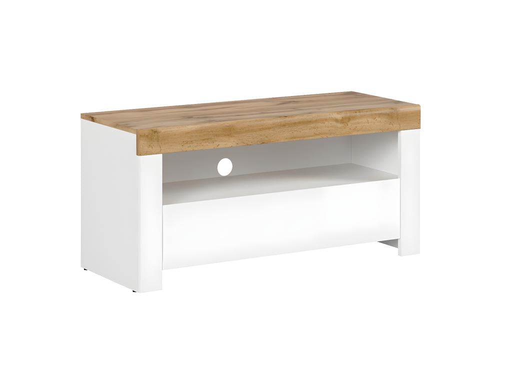 Lumenao TV stand with 1 drawer, 106 cm, White and Wood, FJXH00269