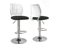 Set of 2 Zensova White Faux Leather Swivel Bar Stools with Cushions and Adjustable Height (MCJL00330)
