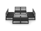 8-piece garden furniture set, black, solid pine wood, 2 ILEH28102